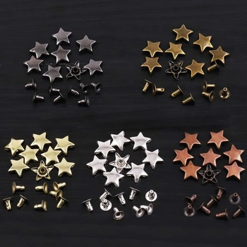 Sada hvězdicových nýtů Swpeet, 12 x 6 mm, bronz, 12 x 6 mm, hvězdicové nýty, kožené nýty, nýty a