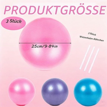 3 pilates lopty 25 cm s priloženou fúkacou pipou, malá gymnastická lopta, protišmyková sedacia lopta,