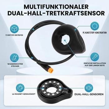 Multifunkční senzor pro elektrické kolo s 12 magnety, dvojitým Hallovým pedálovým asistentem,