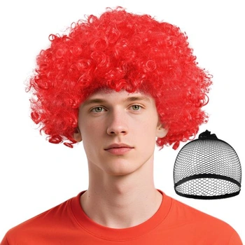 Červená afro parochňa pre mužov
