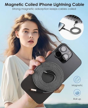 Magtame magnetický spirálový kabel Lightning, 1,5 m MFi…