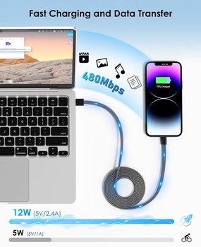 Magtame magnetický špirálový kábel Lightning, 1,5 m MFi certifikovaný kábel USB A pre nabíjačku