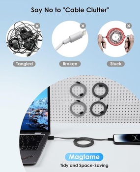 Magtame magnetický špirálový kábel Lightning, 1,5 m MFi certifikovaný kábel USB A pre nabíjačku