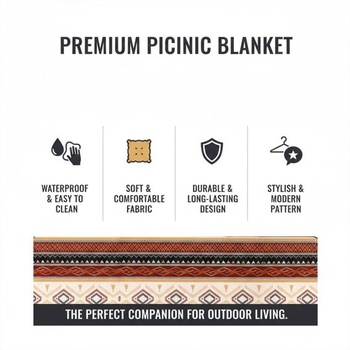 Extra veľká pikniková deka 150x200 cm, vodeodolná - vonkajšia podložka na kempovanie, pláž a lúku,