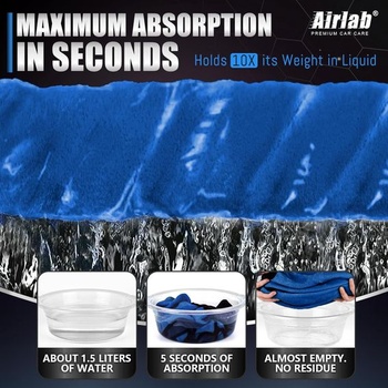 Airlab XXL sušící utěrka do auta, mikrovláknové utěrky 90x60 cm, leštící utěrky, sušící utěrka do