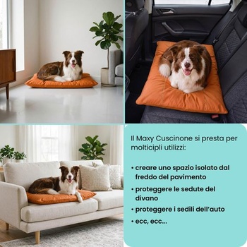 Talianska posteľná bielizeň Maxy psí vankúš ELEGANT, polstrovaný, prešívaný, 60 x 100 cm, oranžová