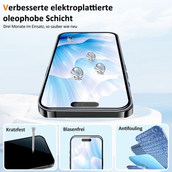 Ochranné tvrzené sklo VideoSecu pro iPhone 17 Pro, balení 2 kusů, čtečka otisků prstů, nerozbitné,