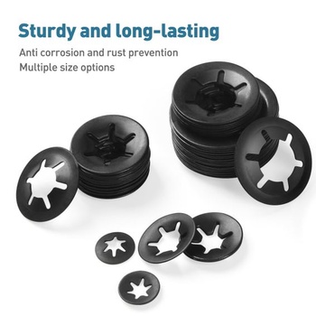 15 kusov podložiek M12, čierne poistné krúžky, upínacie krúžky, upínacie podložky, vnútorné ozubené
