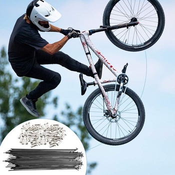 38dielne drôtiky z nerezovej ocele na bicykel - drôtiky pre horské bicykle s niplemi na drôtiky - čierne