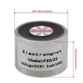 Elektromagnet - P30/22 DC 6V 100N 22LB/10Kg - 30 x 22mm ohýbací kruh Elektromagnet 100N 30 x 22mm