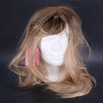 FESHFEN Ombré blond vrstvená parochňa s ofinou, 60 cm dlhá parochňa s ofinou pre ženy, syntetické