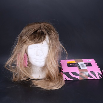 FESHFEN Ombré blond vrstvená parochňa s ofinou, 60 cm dlhá parochňa s ofinou pre ženy, syntetické