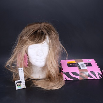 FESHFEN Ombré blond vrstvená parochňa s ofinou, 60 cm dlhá parochňa s ofinou pre ženy, syntetické