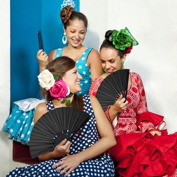 Holografický skladací ručný ventilátor HINGTAI pre line dancing, topánky, stojací ručný ventilátor,