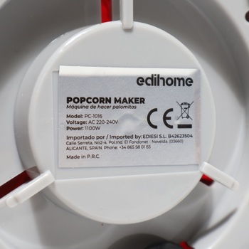 Stroj na popcorn Edihome červený