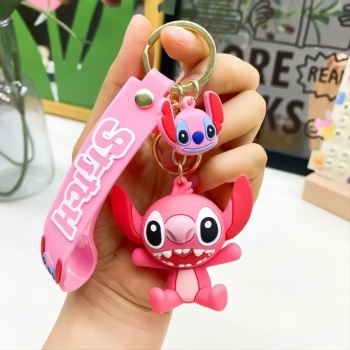 Detská kľúčenka Lilo a Stitch Angel ružová s pútkom a karabínou