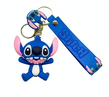 Detská kľúčenka Lilo a Stitch modrý s pútkom a karabínou