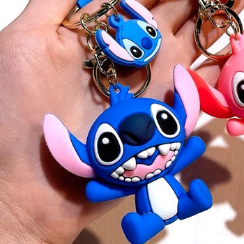 Detská kľúčenka Lilo a Stitch modrý s pútkom a karabínou