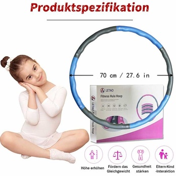 LETAO Hula Hoop pre deti od 4 rokov | Modrošedá hula hoop pre deti, rozoberateľná, obsahuje