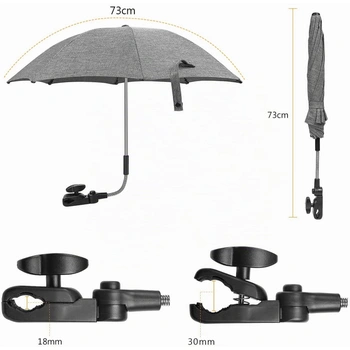 Slunečník na kočárek Winload UV50+ 71cm šedý