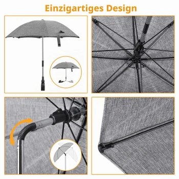 Slunečník na kočárek Winload UV50+ 71cm šedý