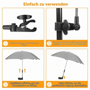 Slunečník na kočárek Winload UV50+ 71cm šedý