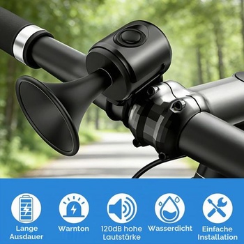 Elektrický zvonček na bicykel, hlasný elektrický zvonček na bicykel 120 dB, vodotesný dobíjací zvonček na