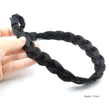 Zapletená čelenka pre ženy, čierna, 3 pramene, prírodná čierna, 1 kus (1 balenie)