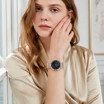 Kovový náramek YuiYuKa pro Samsung Galaxy Watch 8 9/8 Classic náramek 09-růžové zlato-pětičlánkový