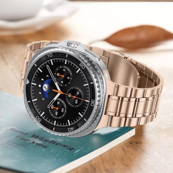 Kovový náramek YuiYuKa pro Samsung Galaxy Watch 8 9/8 Classic náramek 09-růžové zlato-pětičlánkový