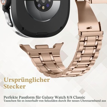 Kovový náramek YuiYuKa pro Samsung Galaxy Watch 8 9/8 Classic náramek 09-růžové zlato-pětičlánkový