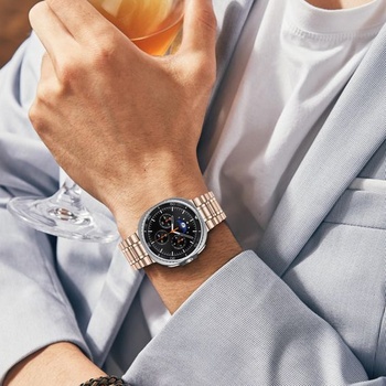 Kovový náramek YuiYuKa pro Samsung Galaxy Watch 8 9/8 Classic náramek 09-růžové zlato-pětičlánkový