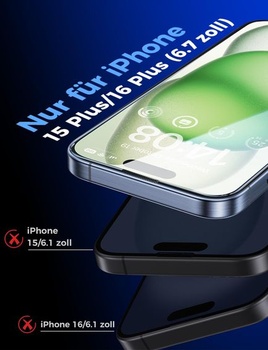 Ochranné tvrzené sklo MAGIC JOHN pro iPhone 15 Plus/16 Plus (6,7 palce), automatické odstranění
