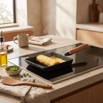 Tamagoyaki pánev Mini litinová pánev Dřevěná rukojeť Železný hrnec na omeletu Tamagoyaki Palačinky
