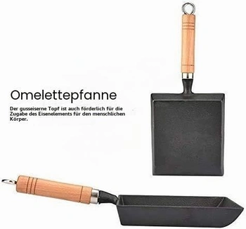 Tamagoyaki pánev Mini litinová pánev Dřevěná rukojeť Železný hrnec na omeletu Tamagoyaki Palačinky