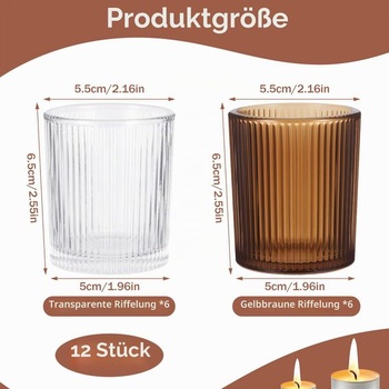 Sada 12 sklenených sviečok Hejo, malé poháre na sviečky