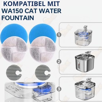 Náhradné filtre pre mačacie náustok WF150, sada 8 filtrov do piatiek pre mačky, modré a biele filtre,