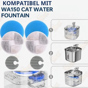 Náhradní filtry pro kočičí pítko WF150, sada 8 filtrů do pítek pro kočky, modré a bílé filtry,