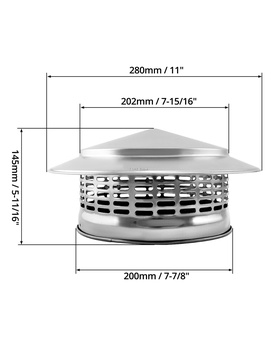 Komínová roura Qwork 200 mm -stříška