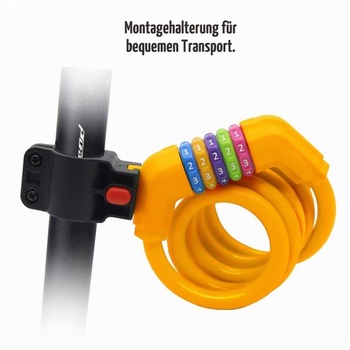 Detský zámok na bicykel GOLDPOOL, kombinovaný lankový zámok, viacfarebný, 120 cm x ∅12 mm oceľové