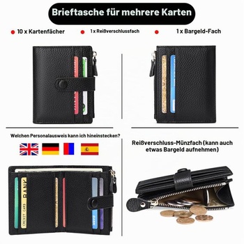 Dámska malá kožená peňaženka FALAN MULE s RFID ochranou, puzdrom na kreditné karty, zipsom a vreckom