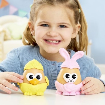 Bramborová hlava s hlízami králíka a kuřete s 12 dílky, 2 bramborová tělíčka (7,5 cm) s 10 doplňky,