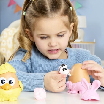 Bramborová hlava s hlízami králíka a kuřete s 12 dílky, 2 bramborová tělíčka (7,5 cm) s 10 doplňky,