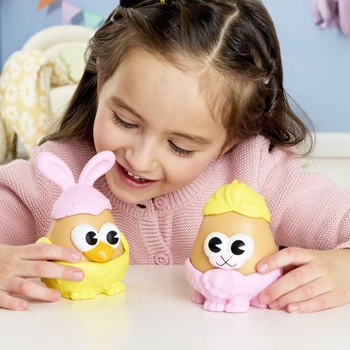 Bramborová hlava s hlízami králíka a kuřete s 12 dílky, 2 bramborová tělíčka (7,5 cm) s 10 doplňky,