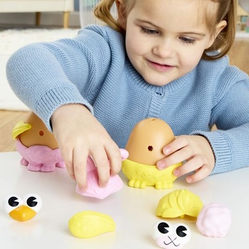 Bramborová hlava s hlízami králíka a kuřete s 12 dílky, 2 bramborová tělíčka (7,5 cm) s 10 doplňky,