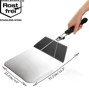 Com-four® Zvedák na pizzu, pizzu a dorty z nerezové oceli, stříbrný/černý - čtvercový
