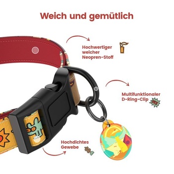 Sada personalizovaného vodítka a obojku pro psy Sunrise Style, nastavitelná, s QR kódem na psí