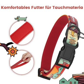 Sada personalizovaného vodítka a obojku pro psy Sunrise Style, nastavitelná, s QR kódem na psí