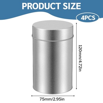 4 dózy na sypaný čaj, dóza 75x120 mm s vekom, dvojito vzduchotesná dóza na čaj, okrúhla kovová