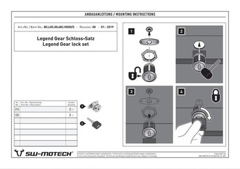 SW-MOTECH STRIEBORNÁ SADA DVOCH VISÍCICH ZÁMOKOV A KĽÚČOV NA TAŠKY LEGEND GEAR BAG, ČIERNA